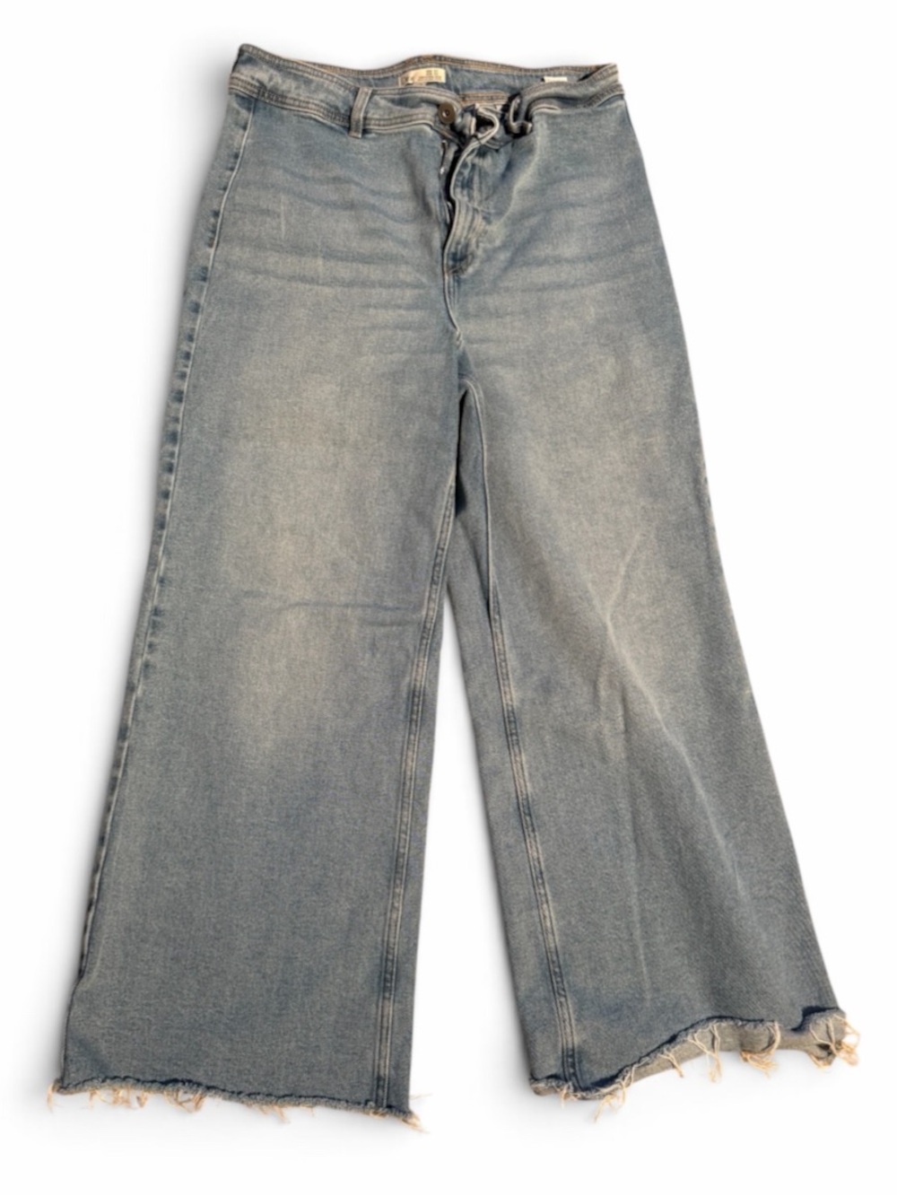 Dex Light Blue Wide Leg Raw Hem Jeans 32